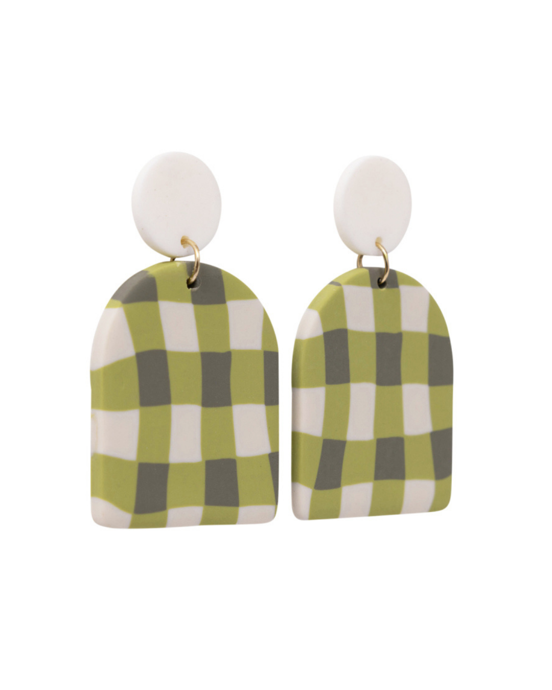 Green Gingham Earrings