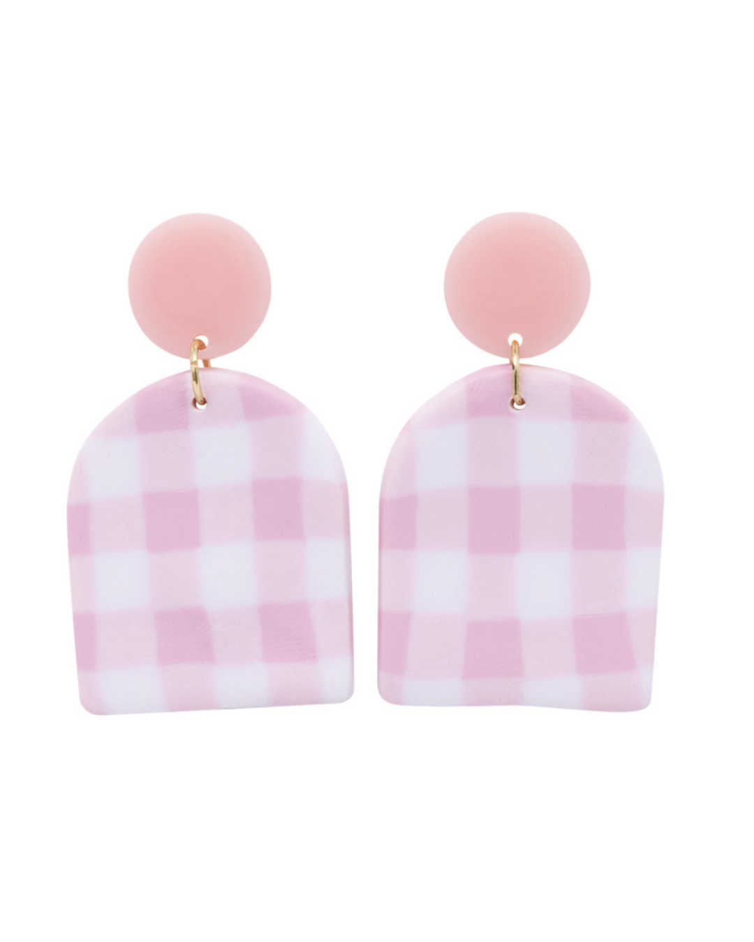 Pink Gingham Earrings