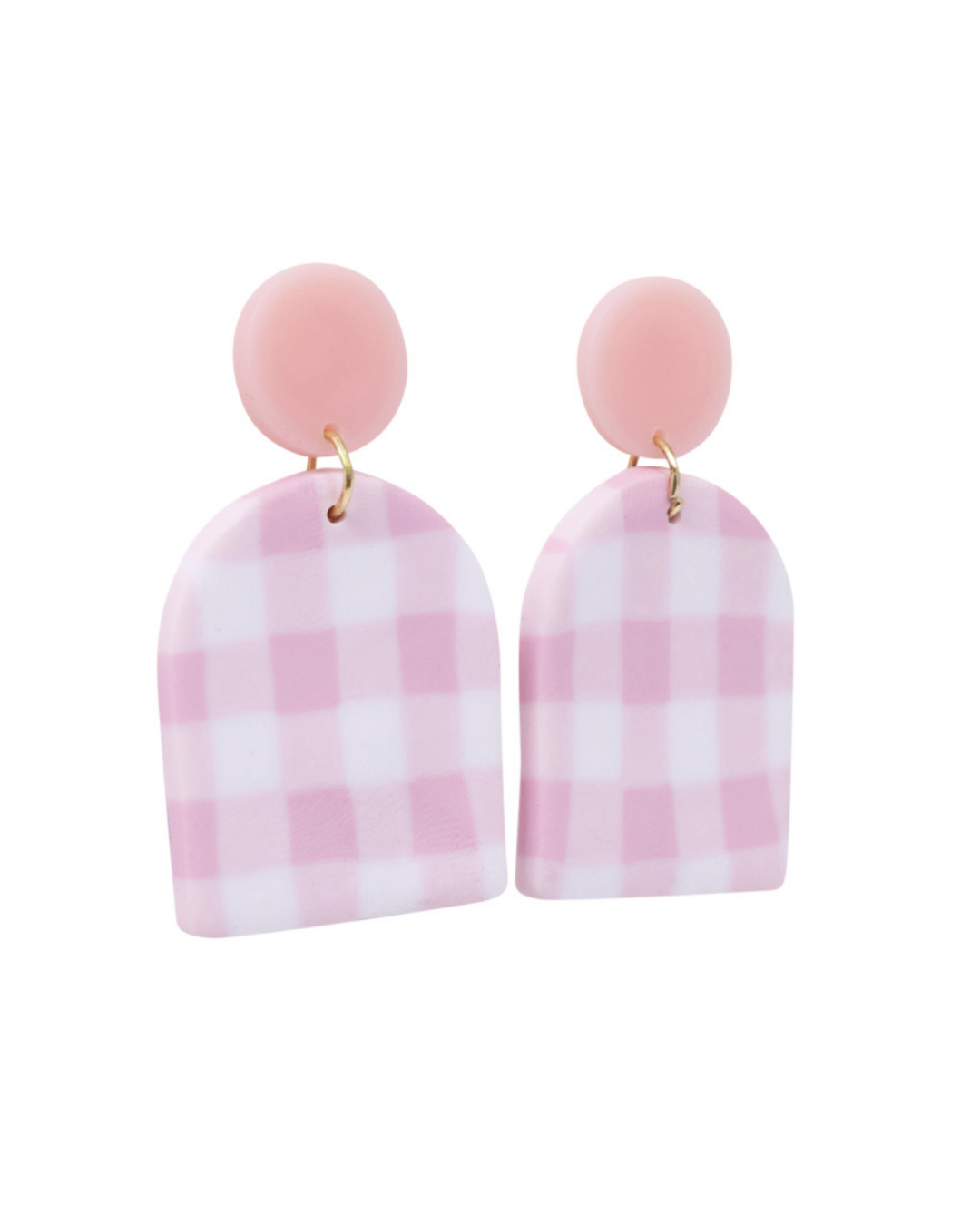 Pink Gingham Earrings