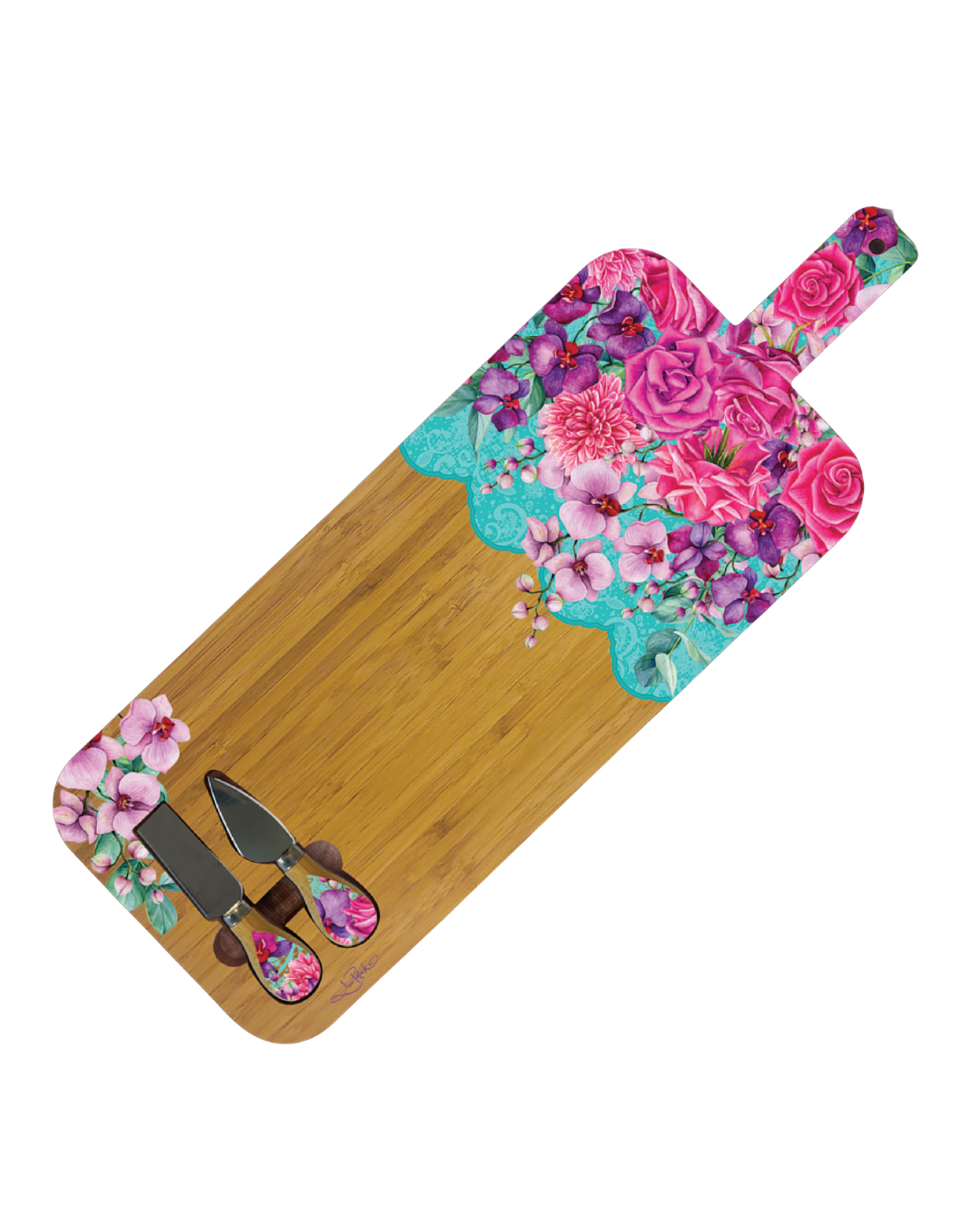 Large Platter  with Knives- Rose Bouquet