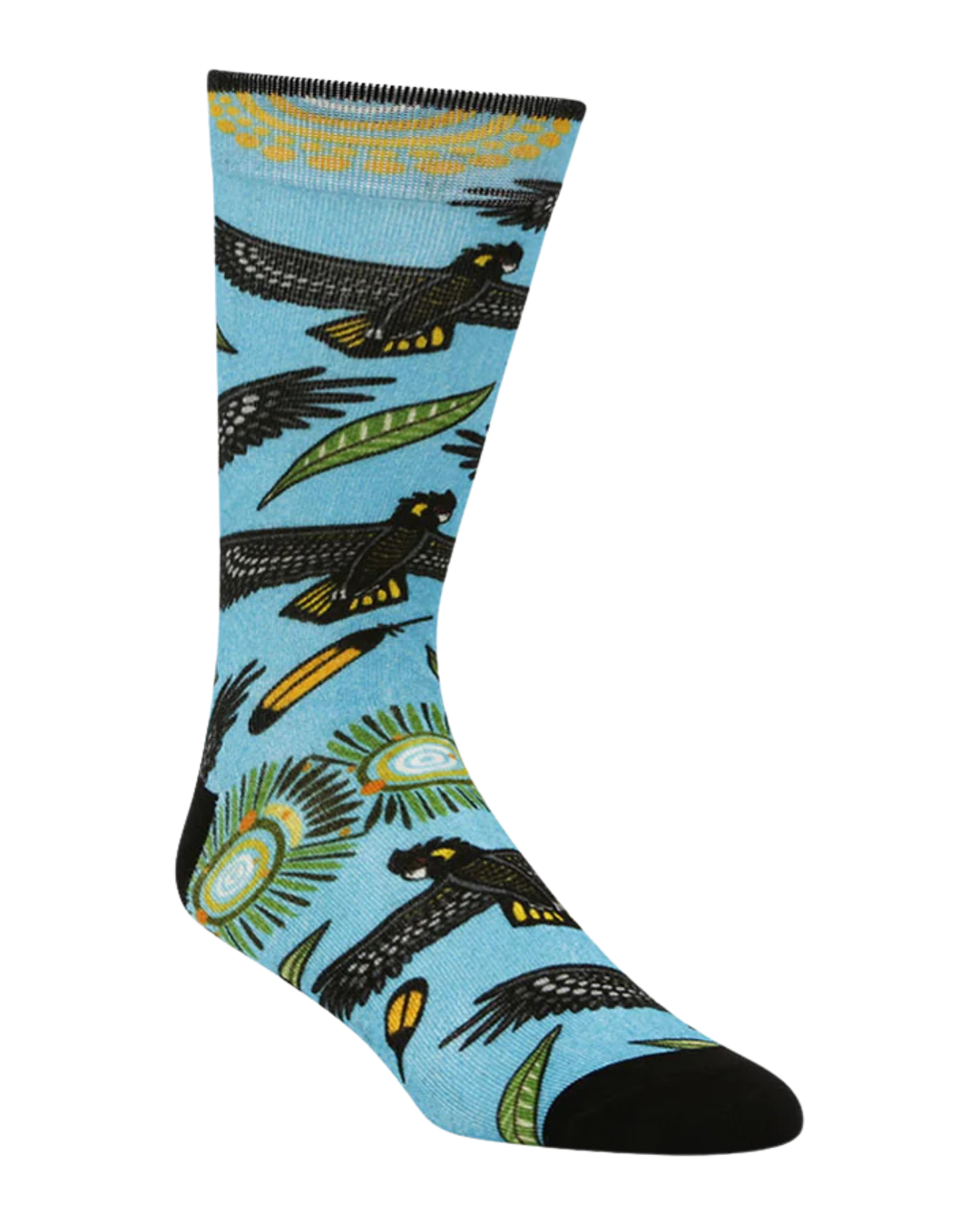 Mens Native Australian Black Cockatoo Bamboo Sock
