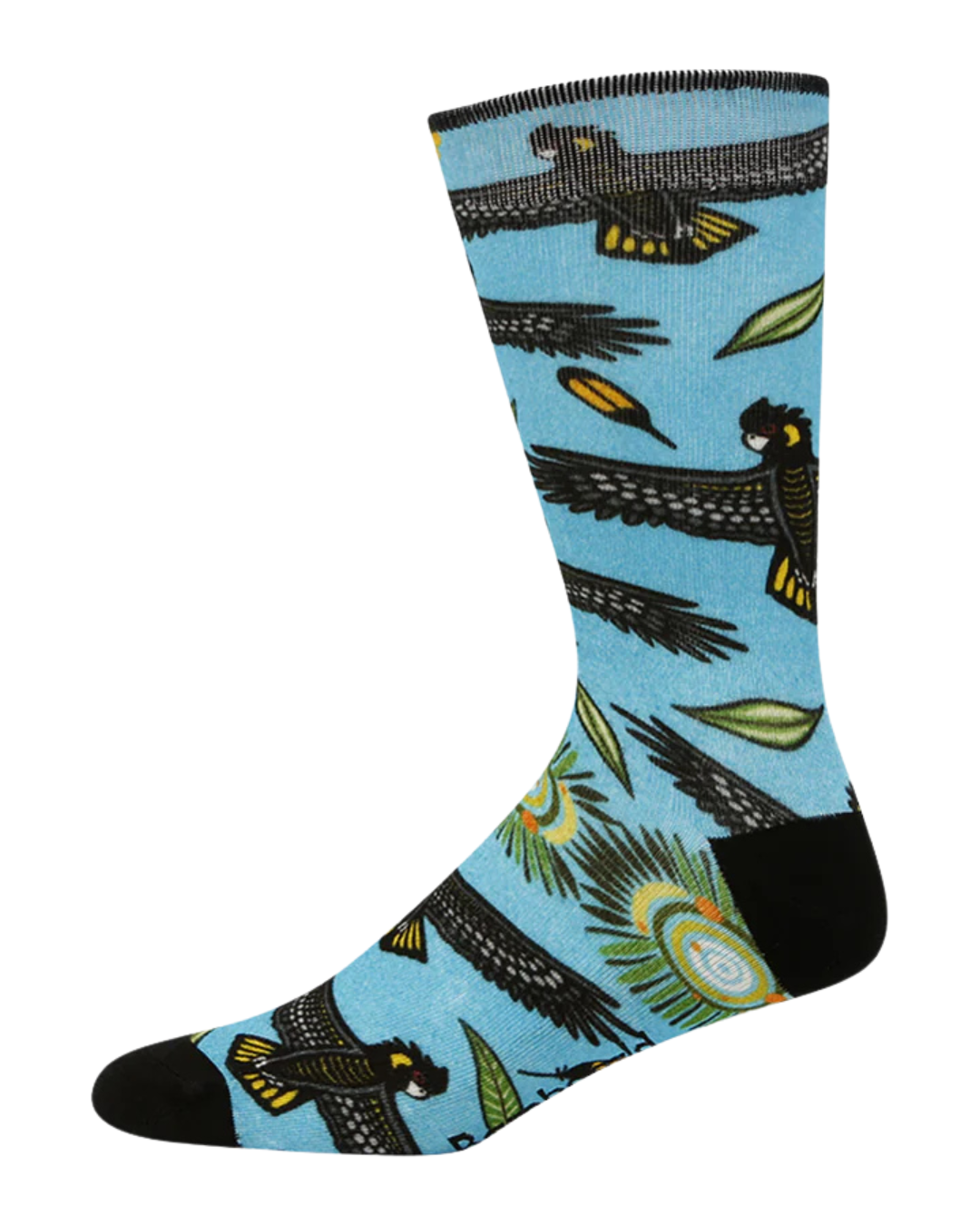 Mens Native Australian Black Cockatoo Bamboo Sock