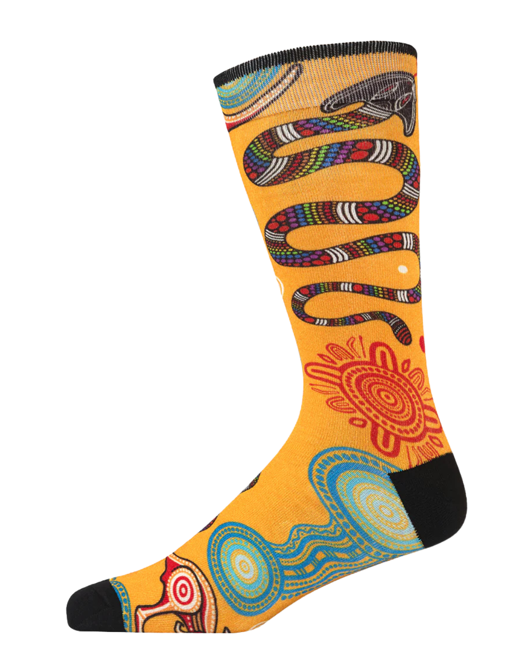 Mens Native Australian Rainbow Serpent Bamboo Sock