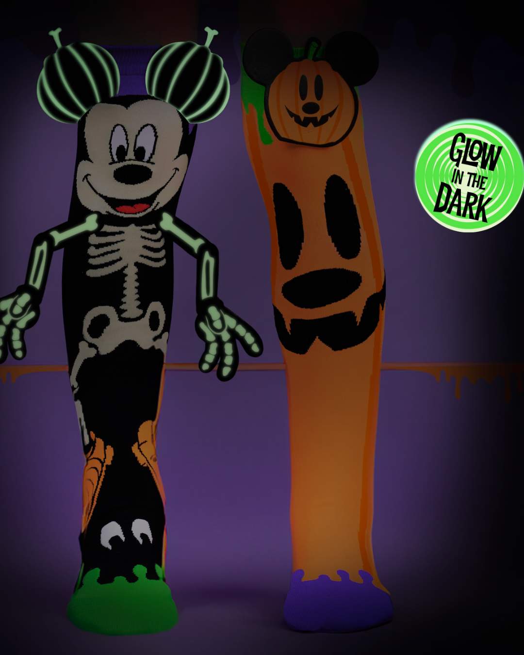 Mickey Glow In The Dark Socks