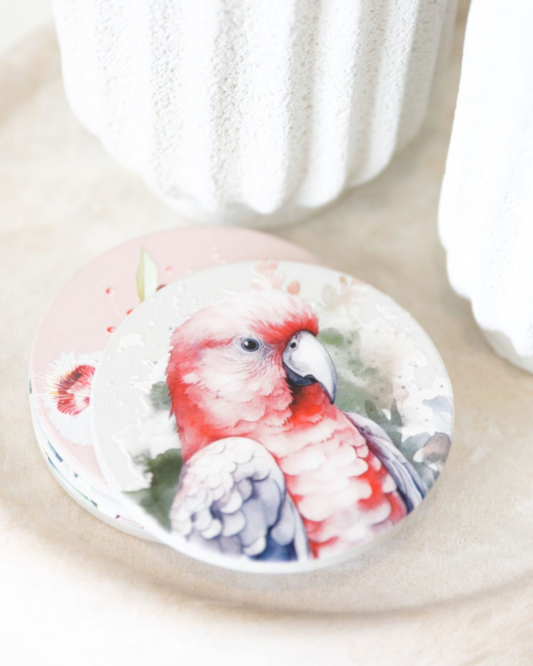 Native Blooms Galah Ceramic Coaster