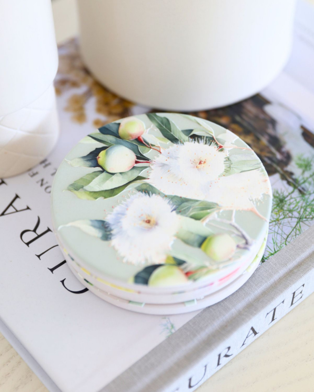 Native Blooms Gumnuts Ceramic Coaster
