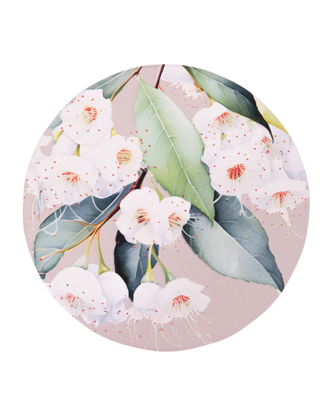 Native Blooms White Floral Ceramic Coaster