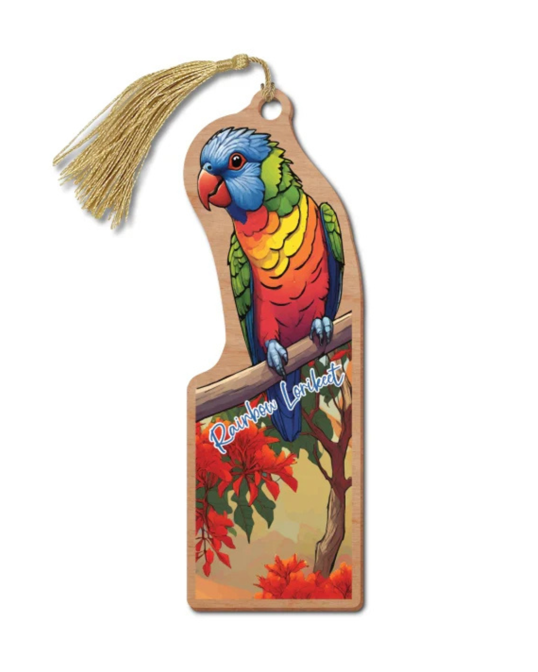 Australian Made Wooden Bookmark - Rainbow Lorikeet