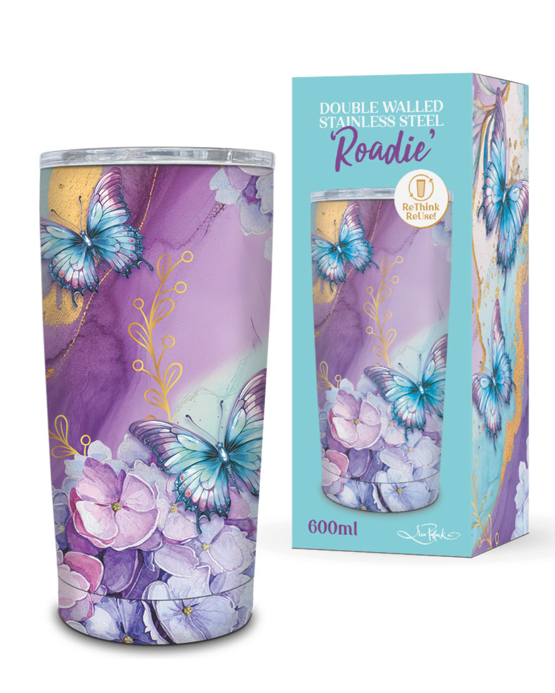 Amethyst Butterfly - Stainless Steel Travel Mug