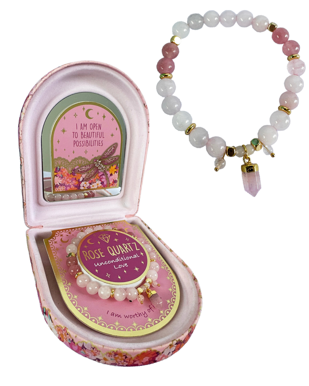 Crystal Point Bracelet - Rose Quartz