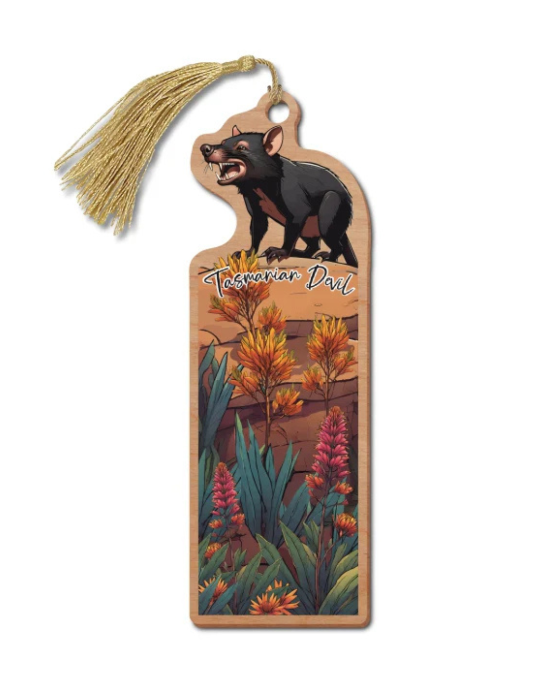 Australian Made Wooden Bookmark - Tasmanian Devil