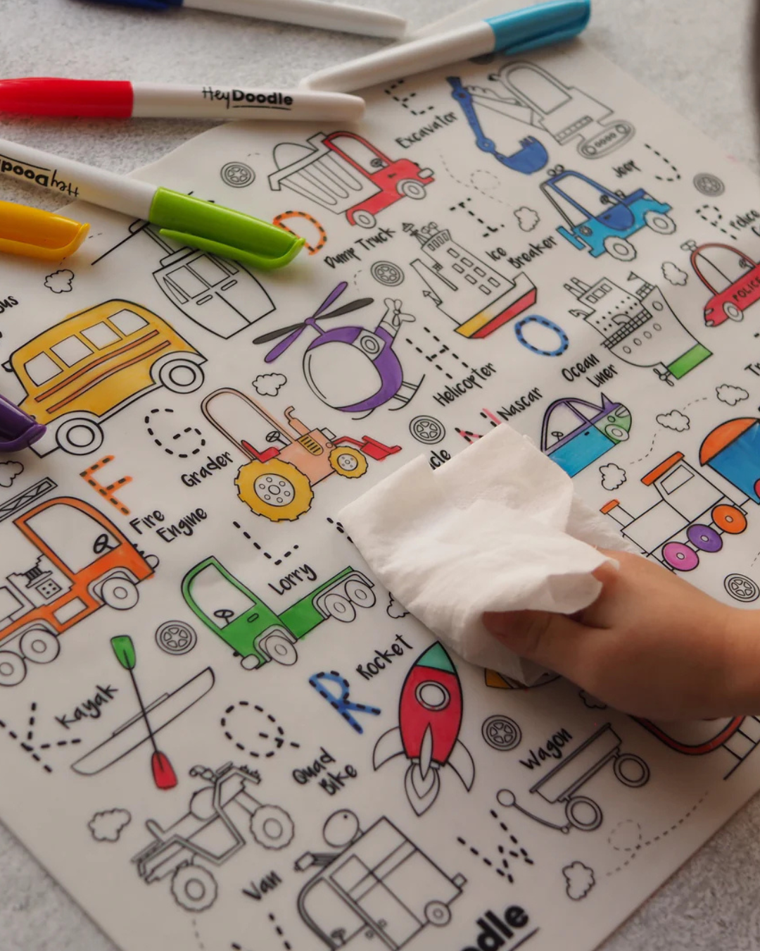 Toot Toot Honk Reusable Classic Colouring and Doodle Mat