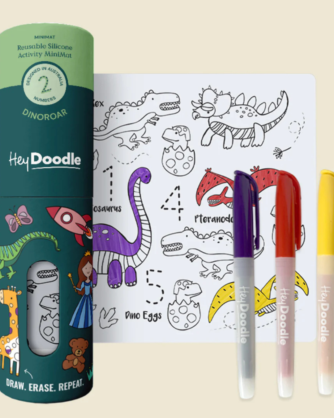Dinoroar Colouring Reusable Colouring and Doodle Mat