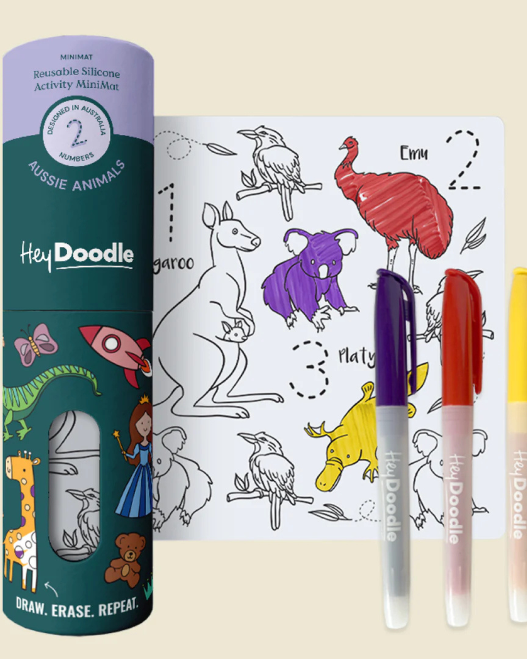 Aussie Animals Reusable Mini Colouring and Doodle Mat