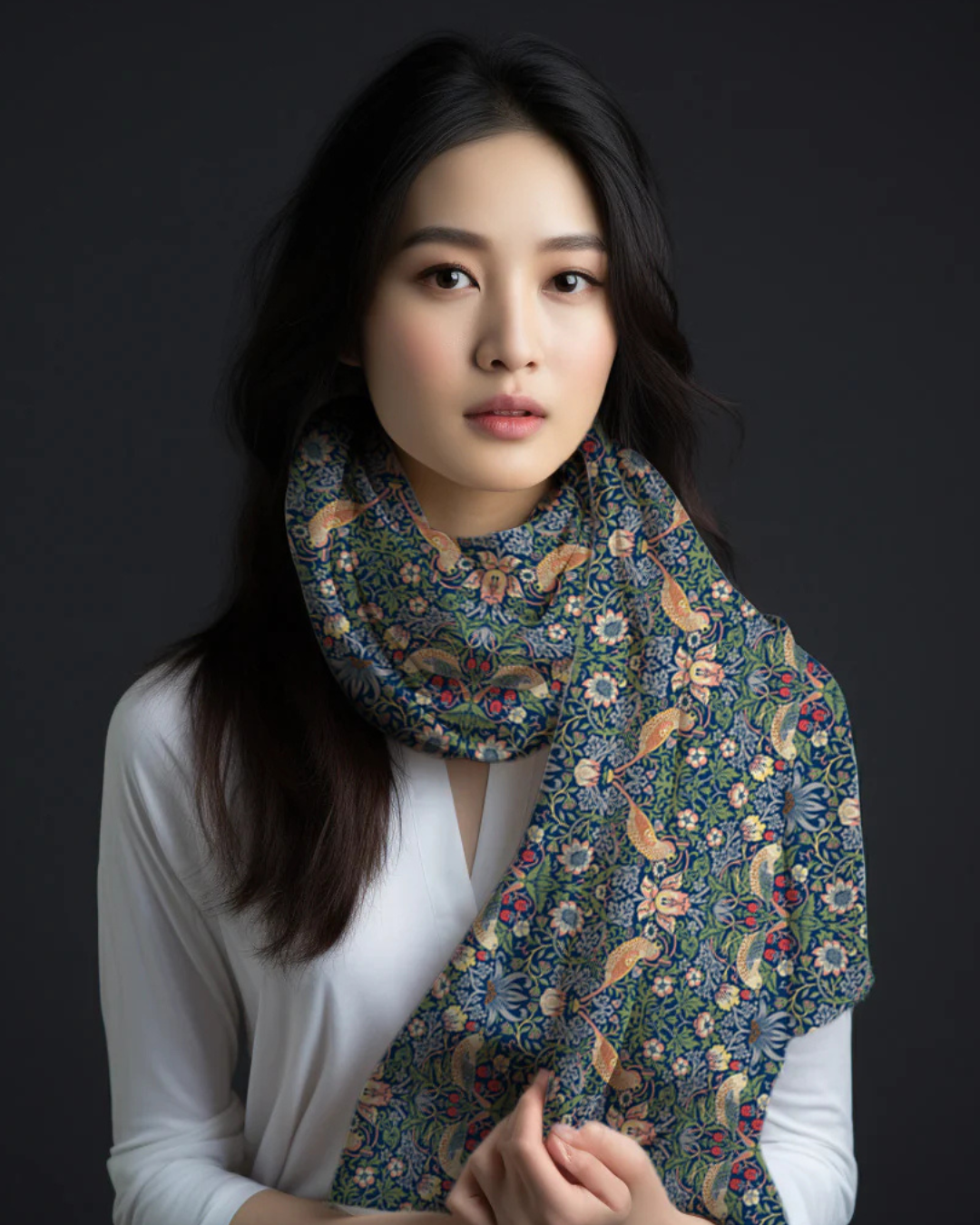 William Morris Scarf - Strawberry Thief Original