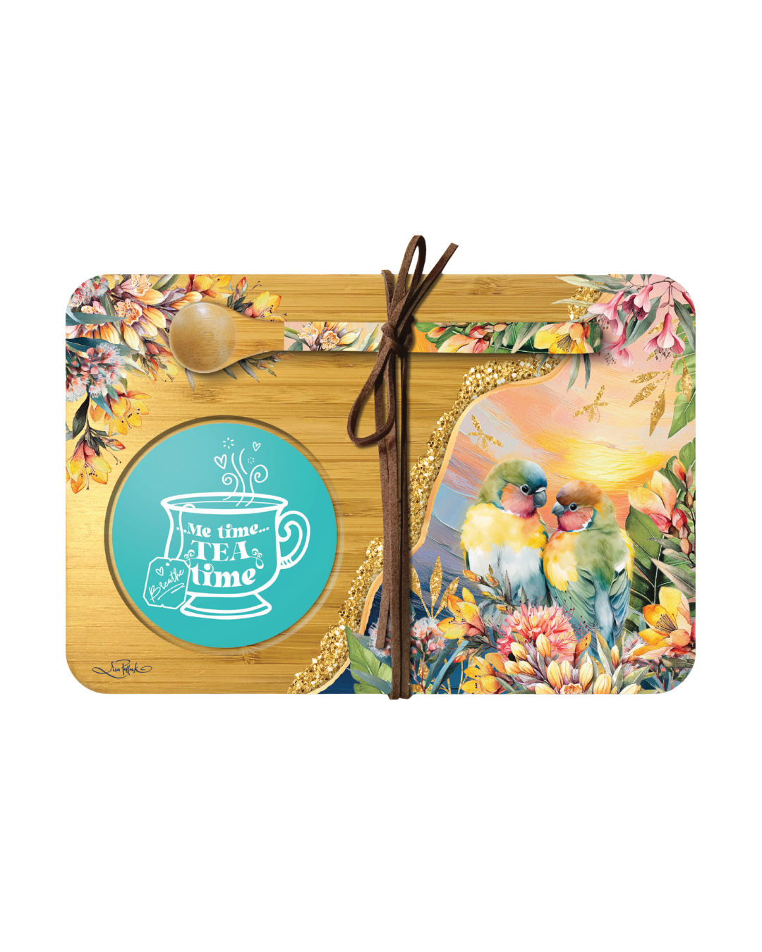 Bamboo Tea Time Tray - Sunset Love Birds