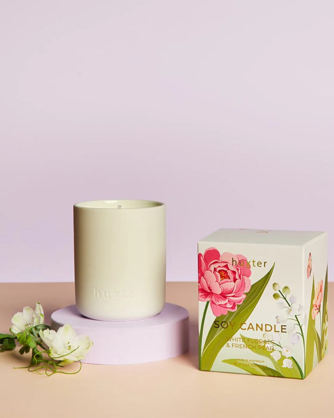 Candle Boxed - White Florals & French Pear