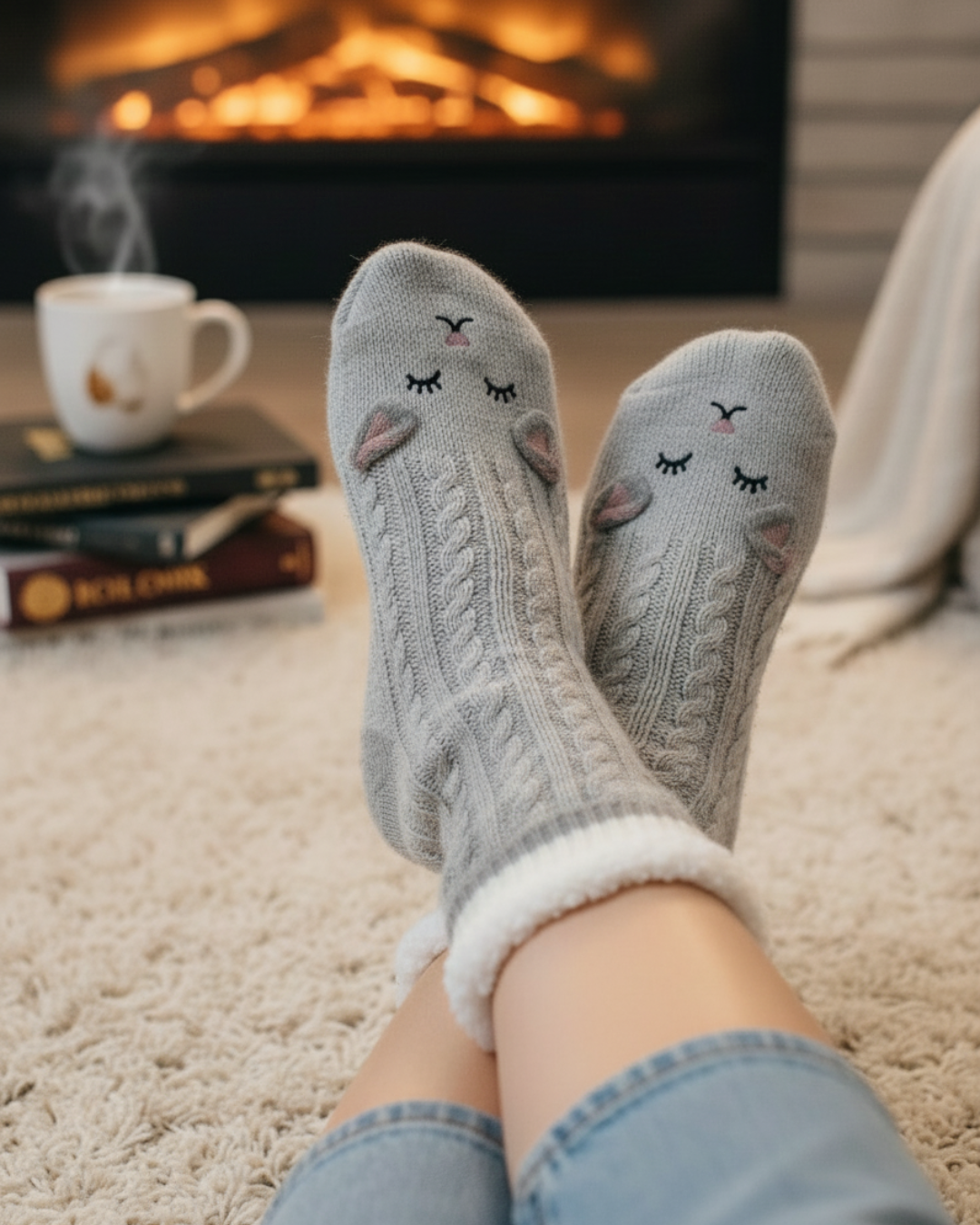 Reading Socks - Grey Cat