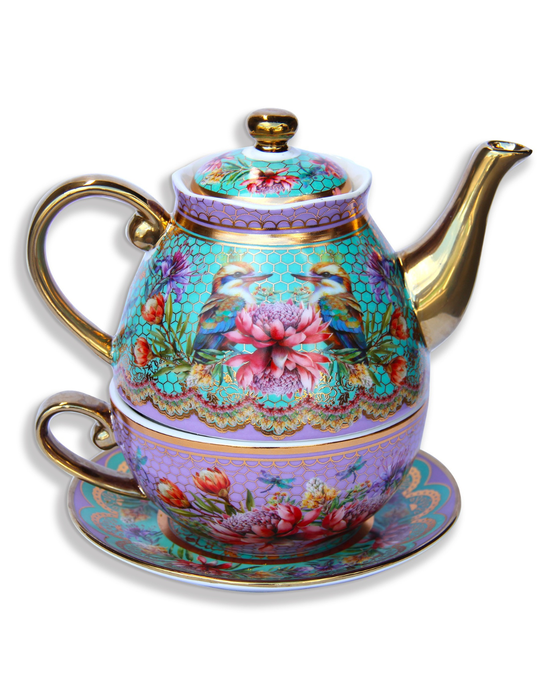 Ceramic Tea For One Set - Vintage Kooka