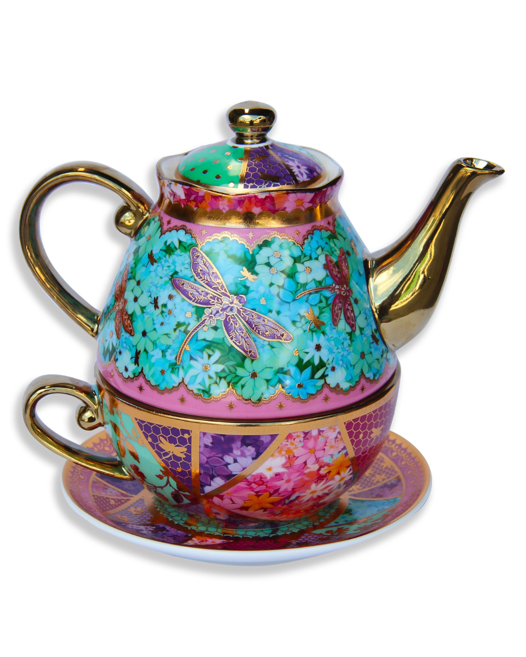 Ceramic Tea For One Set - Pretty Patchwork