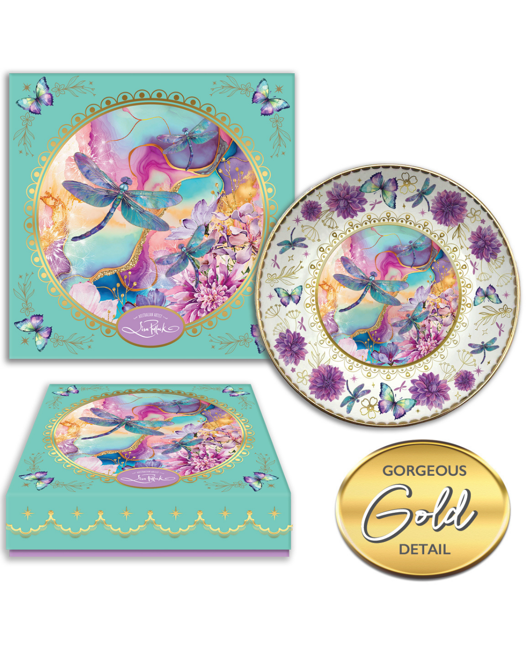 Playful Dragonflies - Ceramic Trinket Dish